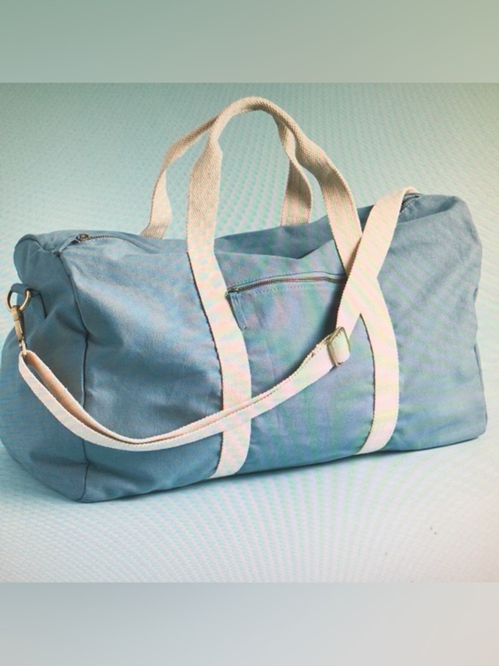 Known Supply Weekend Duffel Contrast Handles Adjustable Strap Canvas Blue